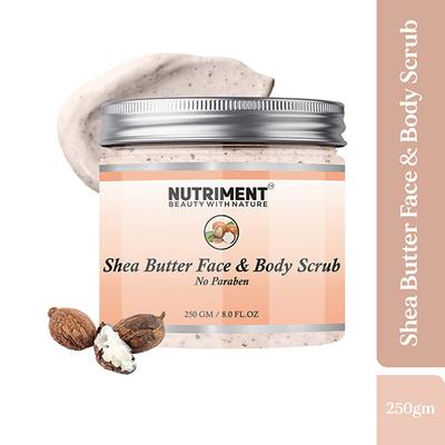 Nutriment Shea Buter Face and Body Scrub All Skin Type 250 gm - Scrubs & Exfoliants