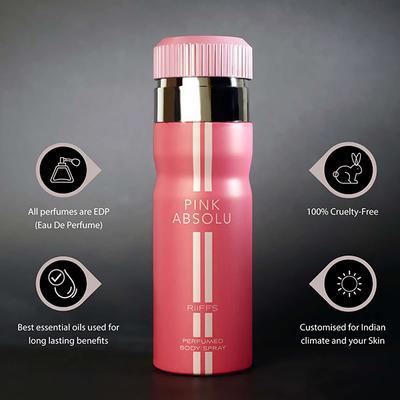 RiiFFS Pink Absolu Deodorant For Women, Perfumed Body Spray 200 ml - Women Deodorants/Roll-Ons