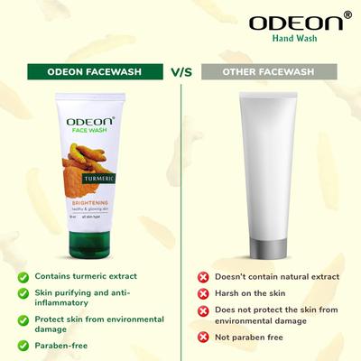 Odeon Face Wash Turmeric + Lemon + Papaya + Neem X 4Pcs 200 ml - Face Wash & Cleansers