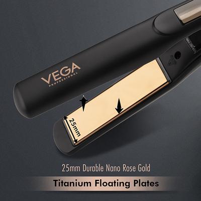 VEGA Professional Pro Nano Rose Gold Hair Straightener with Ultra Fast 20 Secs Heat Up, (VPPHS-01) 1's - Hair Dryers