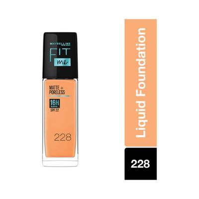Maybelline New York Fit Me Matte+Poreless Liquid Foundation, 228 Soft Tan 30 ml - Foundation