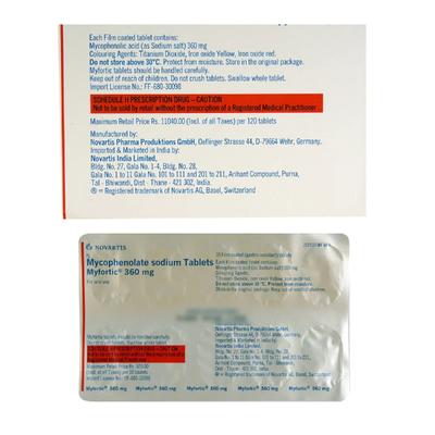 Myfortic 360mg Tablet 10'S - Auto Immune Disease-Imm