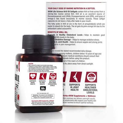 WOW Life Science 500 mg Krill Oil Softgel Capsule 30's - Omega Fish Oil Fatty Acids