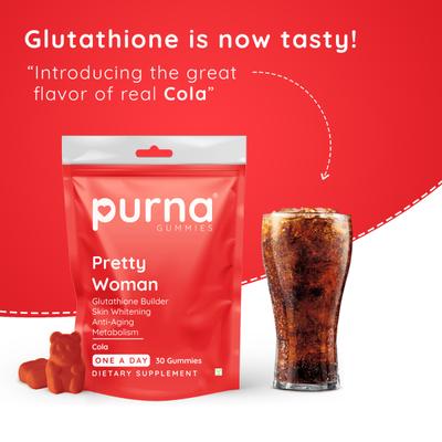 Purna Gummies Glutathione Cola Flavor Gummies for Skin Whitening and Immune Booster 30's - Hair & Skin