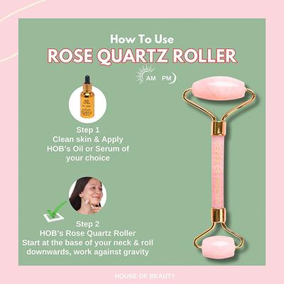 House of Beauty Rose Quartz Roller Kit For Toning, Tightening, Depuffing Face & Undereyes (3Pcs) 1's - Face Oils
