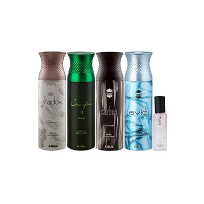 Ajmal Shadow Homme & Sacrificeiihim & Carbon & Avid Deo & Neea EDP Pack of 5 20 ml - Women Perfumes (Edt/Edp)