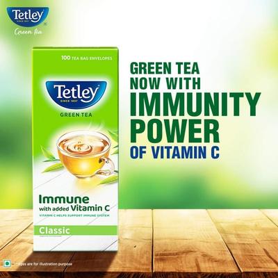 Tetley Classic Green Tea Bags Added Vitamin C 100's - Teas