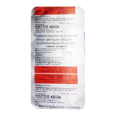 VILDANAT M 1000 SR Tablet 10's - Diabetes-Ant