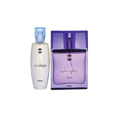 Ajmal Raindrops EDP Floral Chypre Perfume And Sacrifice For Her EDP Floral Musky Perfume 100 ml - Women Perfumes (Edt/Edp)