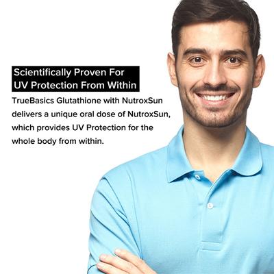 Truebasics Glutathione with Nutroxsun, Biotin and Vitamin E, for Healthy And Youthful Skin, Clinically Researched Ingredients, 30 Glutathione Tablets 1's - Hair & Skin