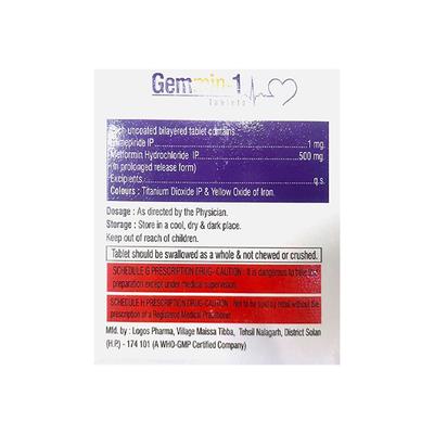 GEMMIN 1 Tablet 15's - Diabetes-Ant