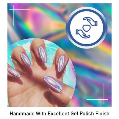 Handmade Press On Gel Nails - Holographic Black 50 gm - Nail Polish