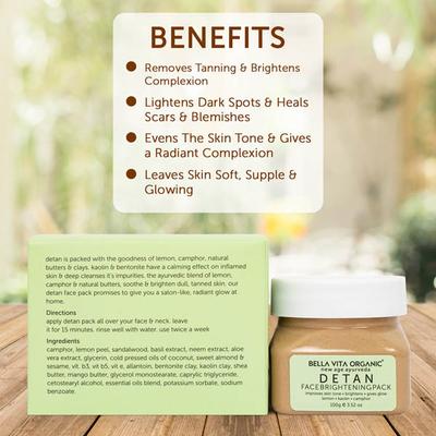 Bella Vita Organic De Tan Removal Face Pack 85 gm - Face Packs