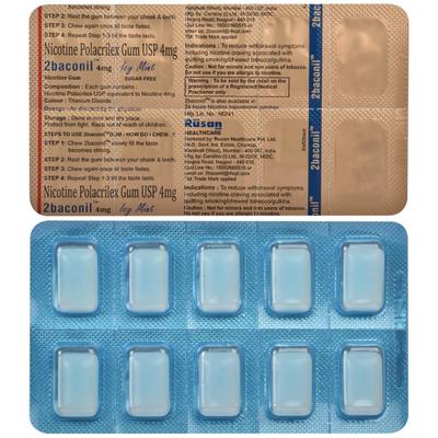 2baconil Icy Mint 4 mg Chew Gum 10's - Smoking cessation