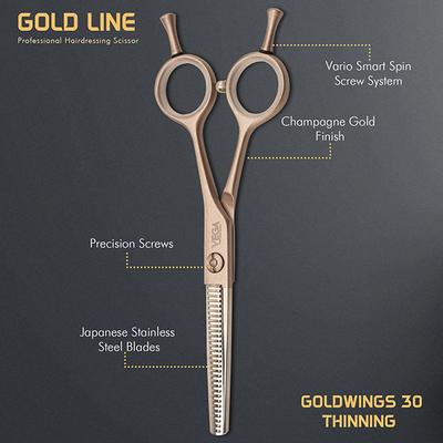 Vega Professional Goldwings 30 Thinning Gold Line Hairdressing Scissor (VPPSC-03) 1's - Grooming Kits