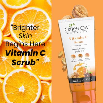 OxyGlow Herbals Vitamin C Scrub With Walnut Orange Kakadu Plum Extract 100 g - Face Scrubs