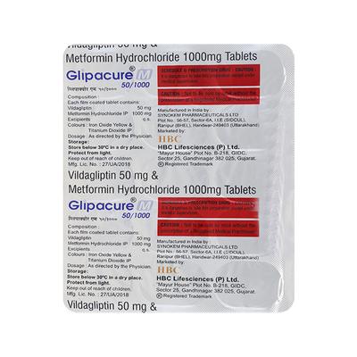 GLIPACURE M 50/1000 Tablet 15's - Diabetes-Ant