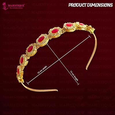 Majestique Kundan Hair Band Sheeshphool Mathapatti, Headband Fusion Ethnic Accessory 1's - Hair Clips/Bands