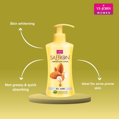 Vi-John Women Saffron Turmeric Fairness Body Lotion 250 ml + Saffron Milk & Almond Fairness Body Lotion 250 ml 250 ml - Lotions & Creams