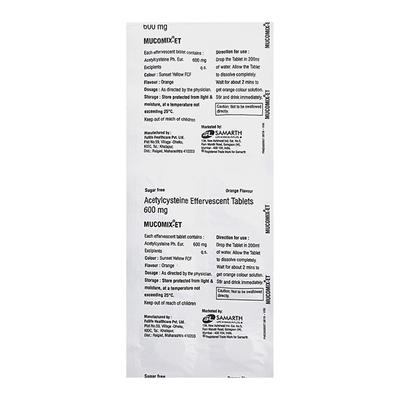 Mucomix ET Sugar Free Orange Flavour Effervescent Tablet 10's - Cough And Cold-Cou