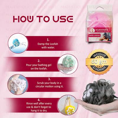 Majestique Oval Loofah Mesh Bath Shower Sponge Shower Ball For Women And Men, Shower Essential Skin Care 1's - Loofahs & Sponges