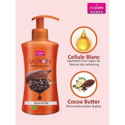 Vi-John Women Saffron Fairness Body Lotion (Rose + Turmeric + Cocoa Butter) - Pack of 3 x 250 ml - Lotions & Creams