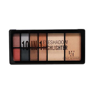 Half N Half 10 in 1 Eyeshadow & Highlighter Makeup Kit, Multicolour Palette - 02 23 gm - Face Palettes