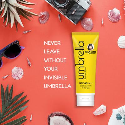 Keya Seth Aromatherapy Umbrella Sunscreen Solution SPF 60 UVB & PA+++ Raspberry Essential Oil 100ml - Body Sunscreen