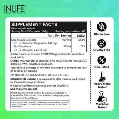 Inlife Magnesium Glycinate 1100 mg Veg Capsule 120's - Calcium And Minerals
