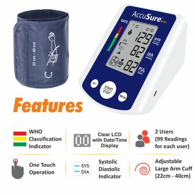 AccuSure Automatic Digital Blood Pressure Monitor - Grey (BP09) 1's - Blood Pressure Monitors