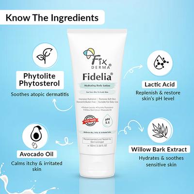 Fixderma Fidelia Hydrating Body Lotion, Moisturizer for Face and Body with Avocado Oil 100 ml - Face Moisturizers