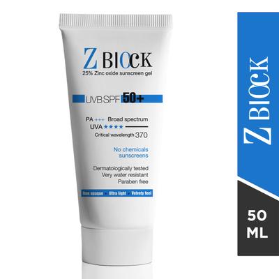 Z BLOCK UVB SPF 50+ PA+++ Sunscreen Gel 50ml - Sunscreen Preparations-Oth