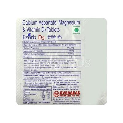 Ezorb D3 Tablet 15'S - Supplements-Cal