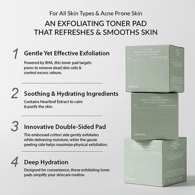 Celimax Ji Woogae Heartleaf Bha Peeling Pad, Exfoliates 125 ml - Masks & Peels