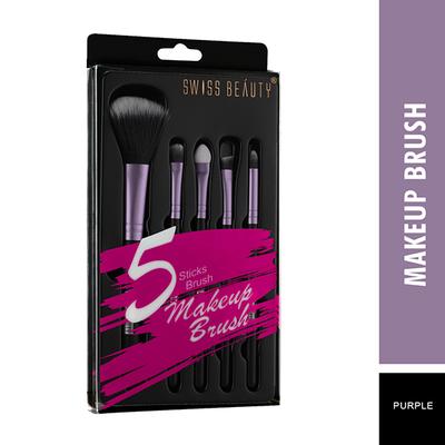 Swiss Beauty Makeup Brush Set of 5 - Purple 1's - Face Brush