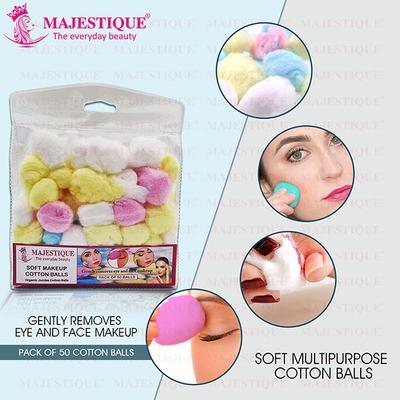 Majestique Natural Cotton Ball for Make-Up FC69 Nail Polish Removal 50 Pcs - Color May Vary 1's - Nail Polish