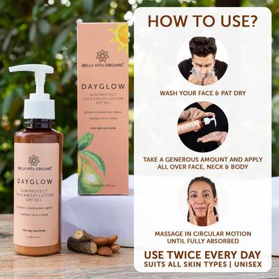 Bella Vita Organic Day Glow Face & Body Sunscreen Lotion 200 gm - Body Sunscreen