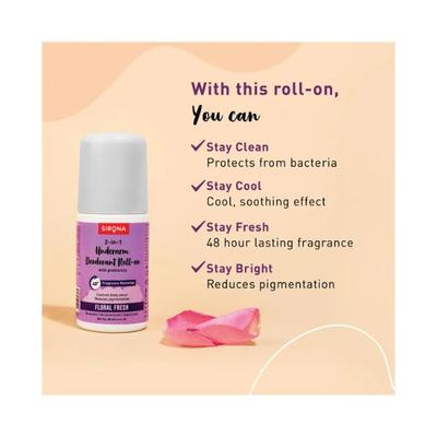 Sirona Underarm Roll On Deodorant for Women & Men Floral Fresh 50 ml - Intimate Hygiene