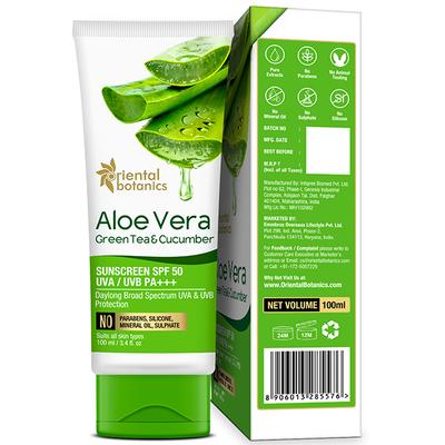 Oriental Botanics Aloe Vera, Green Tea & Cucumber SPF 50 Sunscreen Cream 100 ml - Face Sunscreen