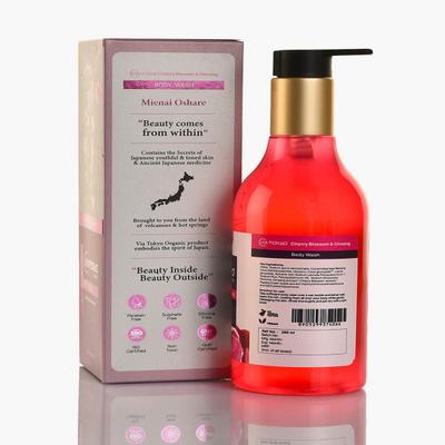 VIA TOKYO ORGANIC Ginseng & Cherry Blossom Body Wash Refreshing & Energizing, No Sulphates, No Paraben 285 ml - Shower Gels & Body Wash