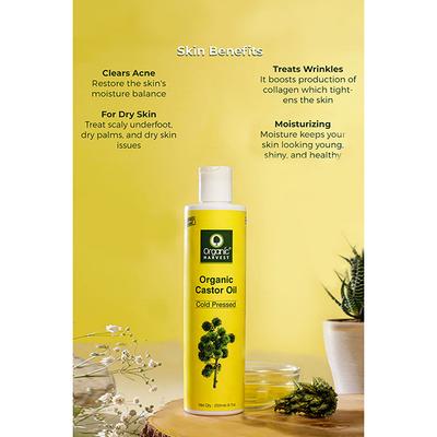 Organic Harvest Cold Pressed Castor Oil, For Moisturizing Skin, Hair & Nail Growth, Eyelash Thickening, 100% Pure, 100% Organic, Sulphate And Paraben Free 200 ml - Nail Polish