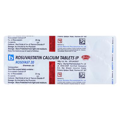 ROSEFAST 20 Tablet 10's - High Cholesterol-Dys