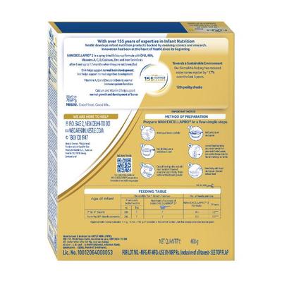 Nestle Nan Excella Pro 2 (6 Months+) Powder 400 gm (Refill Pack) - Baby And Infant Supplements