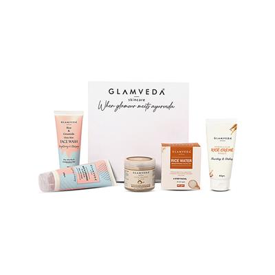 Glamveda Korean Glass Skin Rice & Ceramide Brightening Combo For Women5 Items With Premium Gift Box 1's - Makeup Kits & Sets