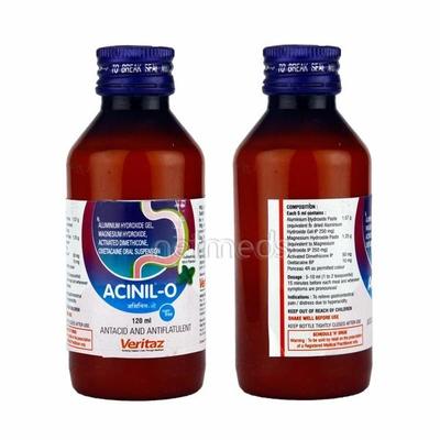 Acinil O Refreshing Mint Flavour Sugar Free Suspension 120ml - Ulcer/Reflux/Flatulence-Aaa