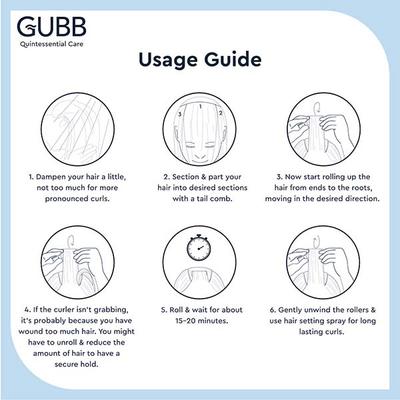 GUBB Hair Rollers - 6 Small Hair Curlers 1's - Rollers & Curlers