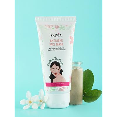 Skivia Anti Acne Face Mask With Multani Mitti & Vitamin C -For All Skin Types Unisex 50 gm - Masks & Peels