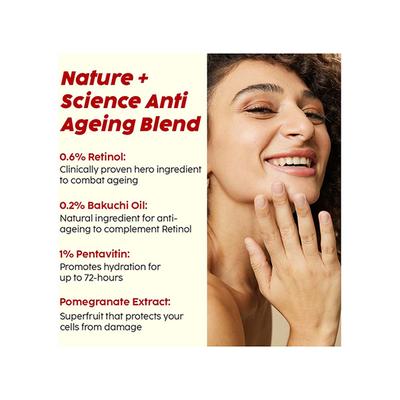 PLIX Pomegranate 0.6% Retinol & 0.2% Bakuchi Oil Face Serum for Reverse Aging, Reduces Fine Lines & Wrinkles for Men & Women, 100% Vegan 30 ml - Face Gels