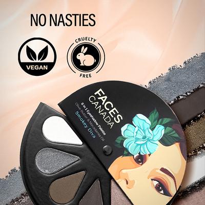 Faces Canada 6 In 1 Eyeshadow Palette Olive Butter & Macadamia Oil - Smokey Diva 03, 6gm - Eye Shadow Palettes