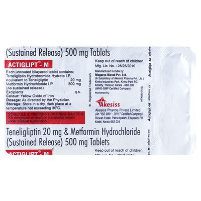 ACTIGLIPT M 1000mg Tablet 10's - Diabetes-Ant
